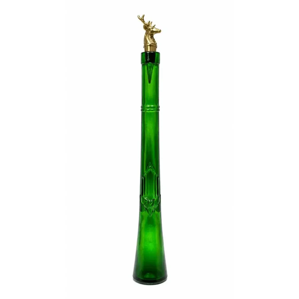 Vintage Empoli Green Glass Rifle Decanter Stag Deer Stopper Hunter Decor Italy